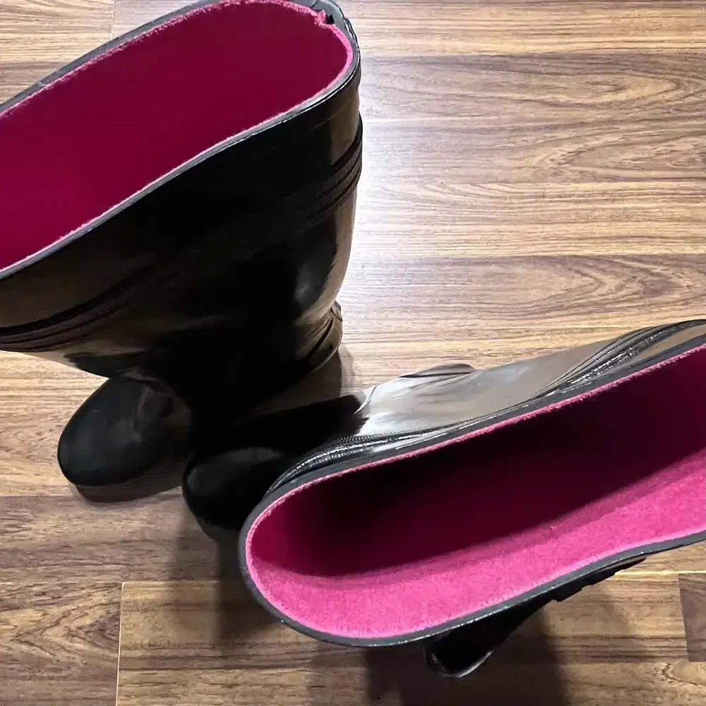 Kate Spade New York Randi Glossy Rubber Heeled Rain Boots with Bow Detail